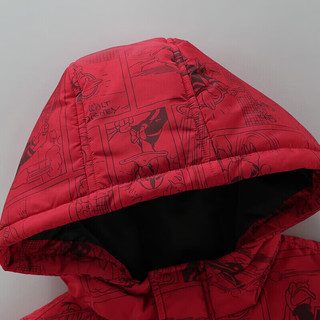 Disney 迪士尼 童装儿童男童中长款羽绒服连帽新年梭织外套23冬DB341KE60红120