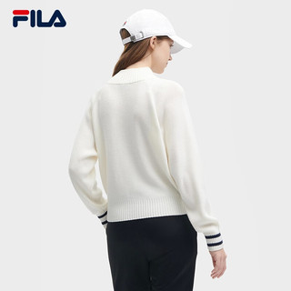 FILA 斐乐女子织衫2023冬简约时尚休闲舒适小高领毛衣 云菇白-WT 175/92A/XL