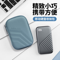 BUBM 2.5英寸移动硬盘盒多功能数码配件收纳盒数据线移动电源充电宝器U盘手机耳机保护盒 雾霾蓝