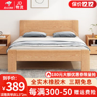 Bozai Toys 波仔 床实木床全实木橡胶木1.8米双人床家用单人床卧室主卧大床 淡雅黄单床 1.8m*2m（D款）