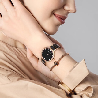 BERINGBERING女款手表满天星腕表陶瓷镶钻时尚石英表 30434-746质感黑金