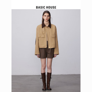 BASICHOUSE 百家好 Basic House/百家好卡其色短外套冬时尚美拉德夹棉外套