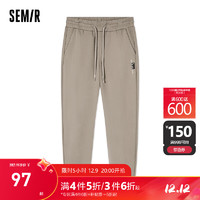 森马（Semir）休闲长裤男春季日常简约时尚通勤裤子字母刺绣运动风束脚裤潮 烟灰卡50582 165/70A/S