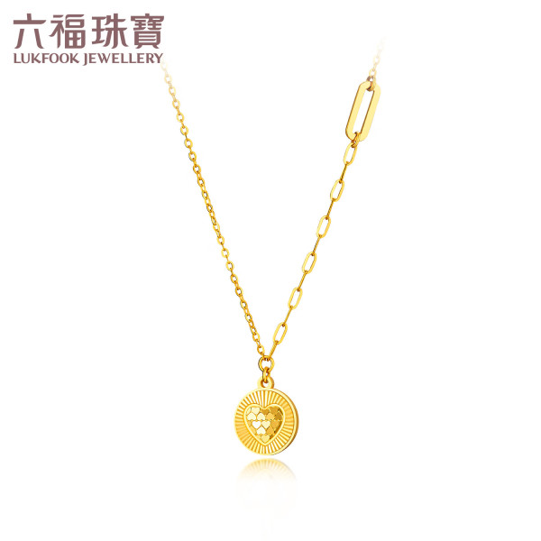 六福珠宝足金心心相印黄金项链套链 计价 gjgtbn0031 4.