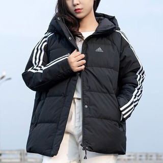 阿迪达斯 （adidas）羽绒服女外套 2023冬冬季运动服户外出行防风保暖外套羽绒服 黑色/偏小一码/肩膀三条纹 M【160-165cm/100-110斤】