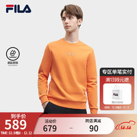 FILA 斐乐男子针织套头衫时尚简约基础加绒卫衣 果酱橙-OR 165/88A/S