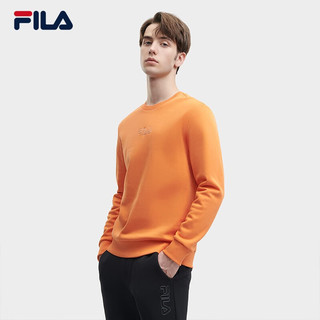 FILA 斐乐男子针织套头衫时尚简约基础加绒卫衣 果酱橙-OR 165/88A/S