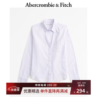 ABERCROMBIE & FITCH女装 小麋鹿白领气质通勤纯色百搭美式复古长袖衬衫 KI140-4115 浅紫色 L (165/104A)