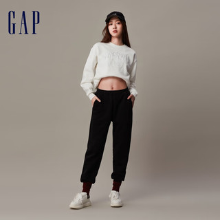 Gap 盖璞 女装冬季2023LOGO抓绒圆领运动卫衣840925套头休闲上衣 白色 165/84A(M)