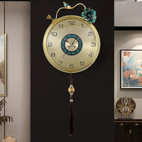 汉时（Hense）创意轻奢挂钟客厅挂墙时钟家用挂表个性石英钟表HW6036 荷花