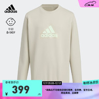 adidas阿迪达斯轻运动龙年新年款男大童儿童运动圆领套头卫衣 淡灰 110CM