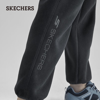 SKECHERS 斯凯奇 女子保暖摇粒绒长裤 碳黑/0018 L