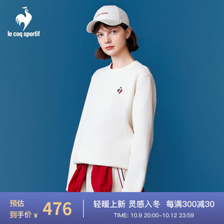 乐卡克（Le coq sportif）法国公鸡男女款2023三色系列加绒圆领运动卫衣CB-1649234 原白色/WAS S