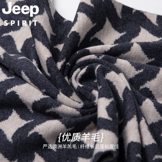 Jeep 吉普 羊毛针织加厚保暖围巾 灰驼