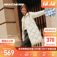 斯凯奇（Skechers）BOB'S系列女子梭织长款羽绒外套L423W060 棉花糖白/0074 S