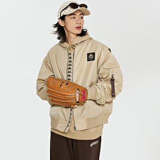 卡帕（Kappa）棒球棉服2023男冬户外保暖防寒服字母印花外套 灰卡其-602 XXL