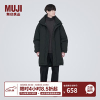 无印良品（MUJI）男式 不易沾水 立领羽绒大衣轻薄羽绒服外套冬季款 保暖 AD0ULA3A 黑色 L（175/100A）
