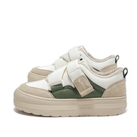 飞跃（Feiyue）女鞋加绒棉鞋冬低帮厚底保暖休闲鞋子女 米/灰/绿 36