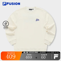 FILA FUSION斐乐潮牌男子针织套头衫2023冬时尚简约纯棉卫衣 纶度白-WT 190/108A/XXXL