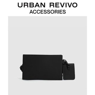 URBAN REVIVO冬男士设计感机能风链条斜挎包UAMB30082 黑色