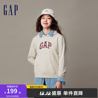 Gap女装冬季2023LOGO宽松廓形落肩运动卫衣841069休闲连帽衫 米色 165/84A(M)亚洲尺码