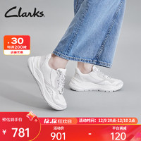 Clarks 其乐 水芸轻量系列女鞋2023早春拼接设计休闲老爹鞋 白色 261722144 37