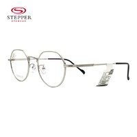 STEPPER 思柏 眼镜框男女全框板材+钛材眼镜架SI-71035-F020银色&蔡司佳锐1.67单光