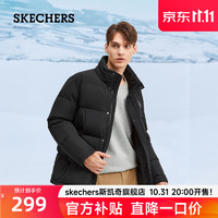 SKECHERS 斯凯奇 雅钻系列男子梭织短款羽绒服外套L423M176 深黑色/002K M