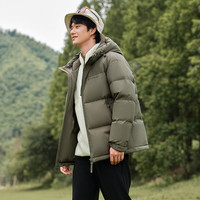 坦博尔 连帽羽绒服男短款宽松休闲冬装外套TF236353 深铬绿 180/96A