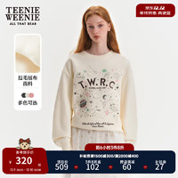 Teenie Weenie小熊加绒卫衣女冬宽松舒适时尚圆领卫衣上衣保暖女 象牙白 160/S