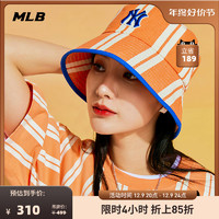 MLB 官方 男女情侣渔夫帽休闲条纹亚麻遮阳帽度假风夏季HT282