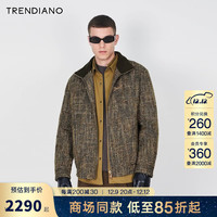 TRENDIANO复古立领绵羊毛呢料拉链外套男潮 棕色264 M
