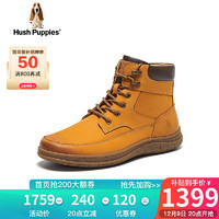 暇步士（Hush Puppies）马丁靴男高帮英伦休闲户外大黄靴B5L10DD3 黄色（绒里） 42