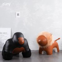 züny Zuny动物造型客厅落地摆件家居大象河马长颈鹿皮质坐凳
