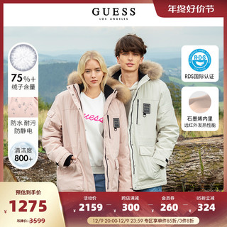 GUESS 盖尔斯 23 新冬女士三防貉子毛领派克旅游中长款羽绒服-W3PL99W55R0