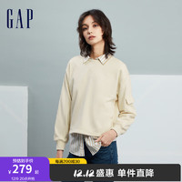 Gap女装冬季2023LOGO宽松廓形圆领卫衣840927运动休闲上衣 米白色 155/76A(XS)亚洲尺码