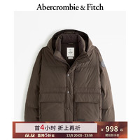 ABERCROMBIE & FITCH男装 美式抗风外套工装风保暖连帽羽绒服 342616-1 深棕色 XS (170/84A)