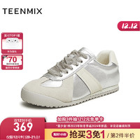 TEENMIX 天美意 运动鞋女平底运动百搭复古阿甘休闲德训鞋2024春KG007AM4 银色 37