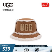UGG女士帽子休闲舒适纯色毛茸圆帽渔夫帽 22655 CHE | 栗色 S/M
