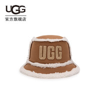 UGG 女士帽子休闲舒适纯色毛茸圆帽渔夫帽 22655 CHE | 栗色 S/M