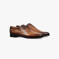 Berluti Alessandro Galet小牛皮图纹男士商务皮鞋牛津鞋 棕色 095/43.5