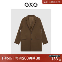 GXG 男装21年冬季商场同款棋盘格系列拼接大衣轻商务 棕色 170/M