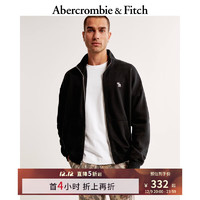 ABERCROMBIE & FITCH男女同款 街头风夹克中性风美式复古拉链抓绒卫衣外套 342749-1 黑色 L (180/108A)