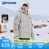 FILA FUSION斐乐潮牌款羽绒服男女装时尚宽松连帽上衣 淡卡其-BG 170/92A/M