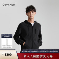 Calvin Klein  Jeans24春季男休闲刺绣方标纯棉拉链开衫连帽卫衣J325050 BEH-太空黑 S