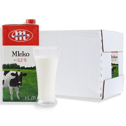 MLEKOVITA 妙可 波兰进口黑白牛系列 全脂3.2UHT纯牛奶1L*12盒全脂高钙