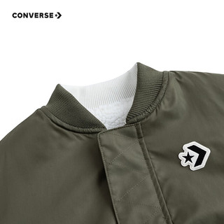 Converse 匡威童装男童【羊羔绒+尼龙】双面穿夹克23冬季儿童保暖上衣 灰橄榄绿 165/84