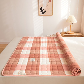 南极人水洗棉新疆棉床垫床褥子双人家用可折叠防滑床护垫四季软床垫被 粉大格 90x200cm