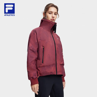 FILA 斐乐女士棉服2023冬基础满印保暖立领运动外套 满印一-ZA 165/84A/M