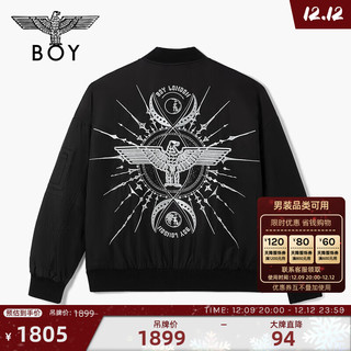 BOY LONDON 秋冬款外套休闲时尚百搭刺绣保暖短款棉服N29008 黑色 XS